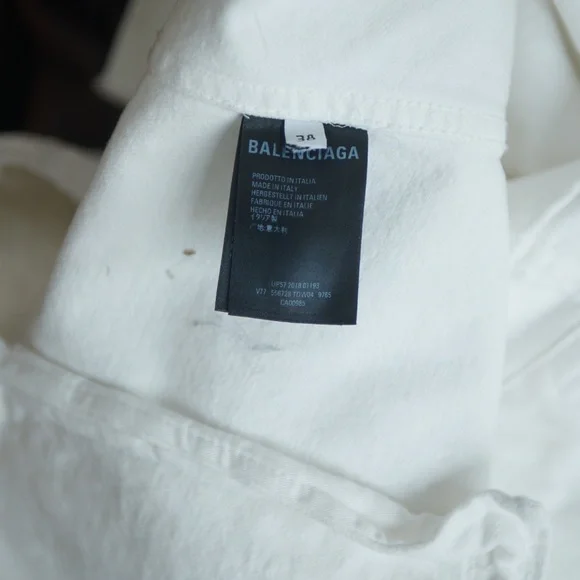 Balenciaga White Denim Jacket Size 38 (M) Logo Buttons andEmbroidery 2018